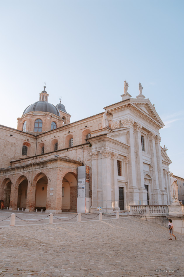the cathedral in the centre of urbino walled city