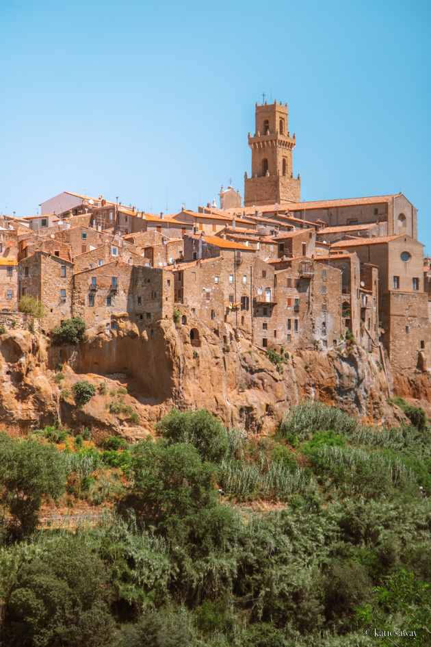 the etruscan city of pitigliano carved out of the cliffs