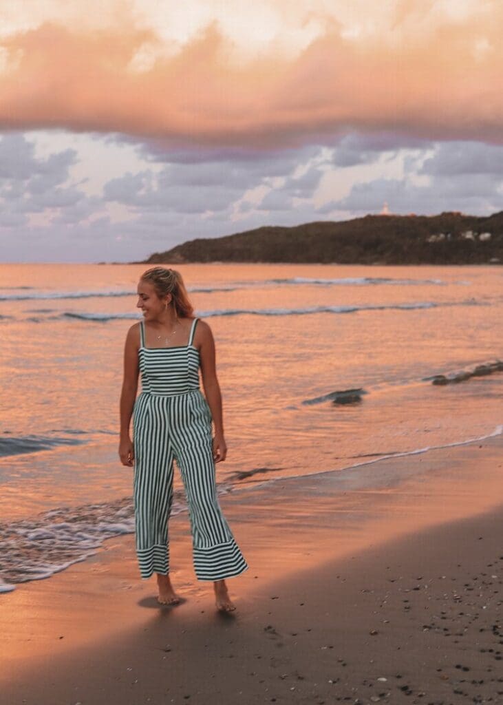 The orange sunset in Byron Bay, Australia