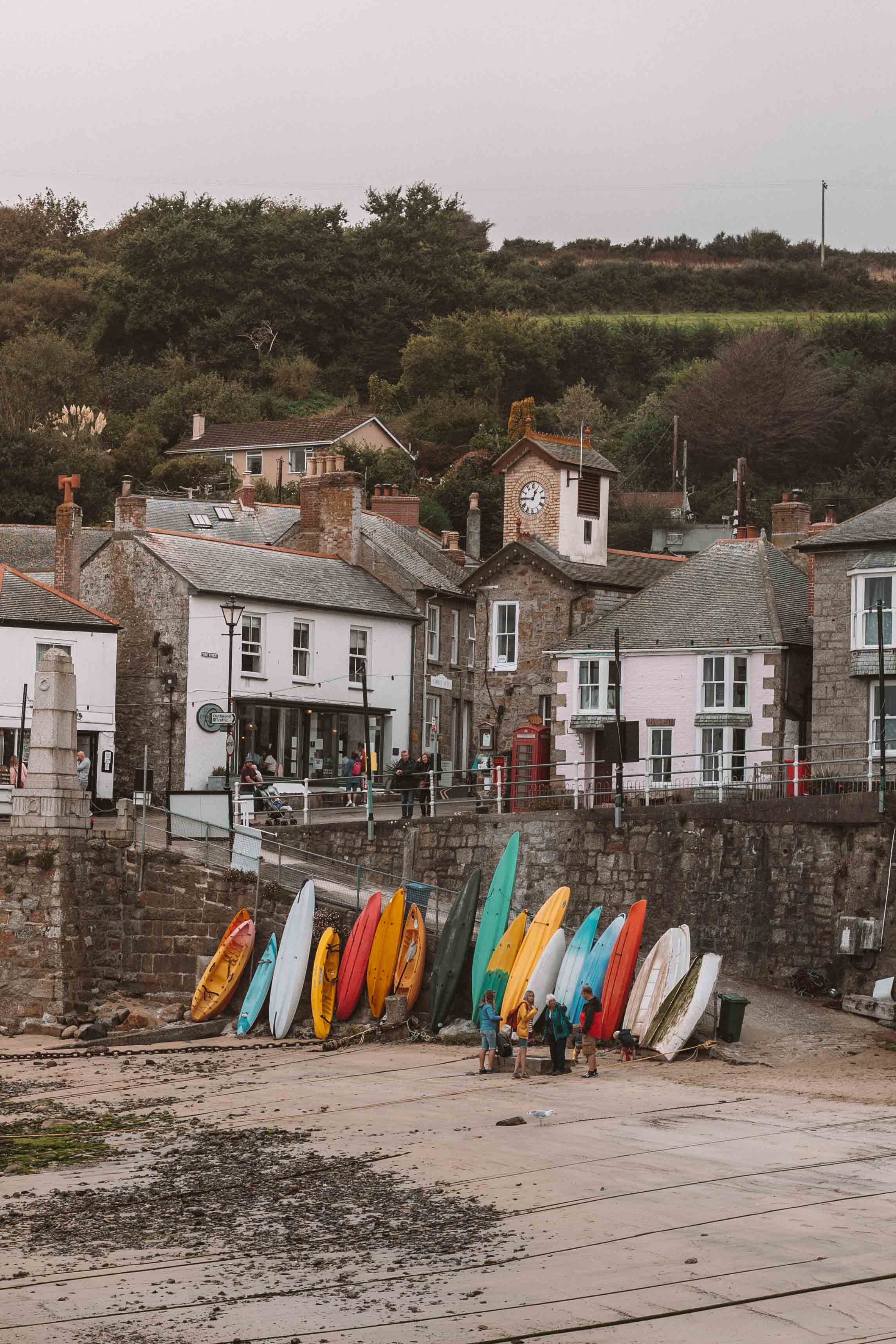 Mousehole harbour at low tide