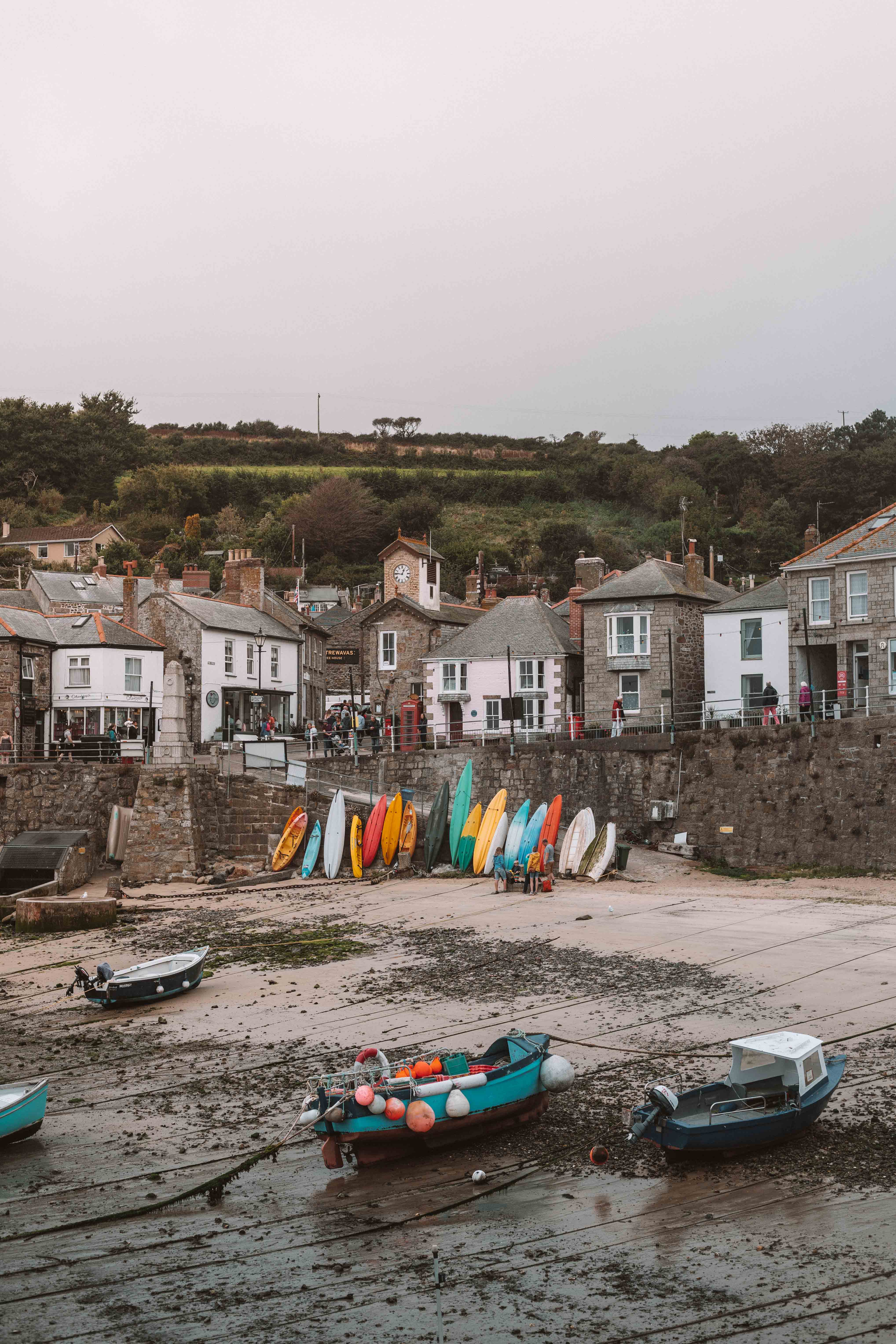 Mousehole harbour at low tide