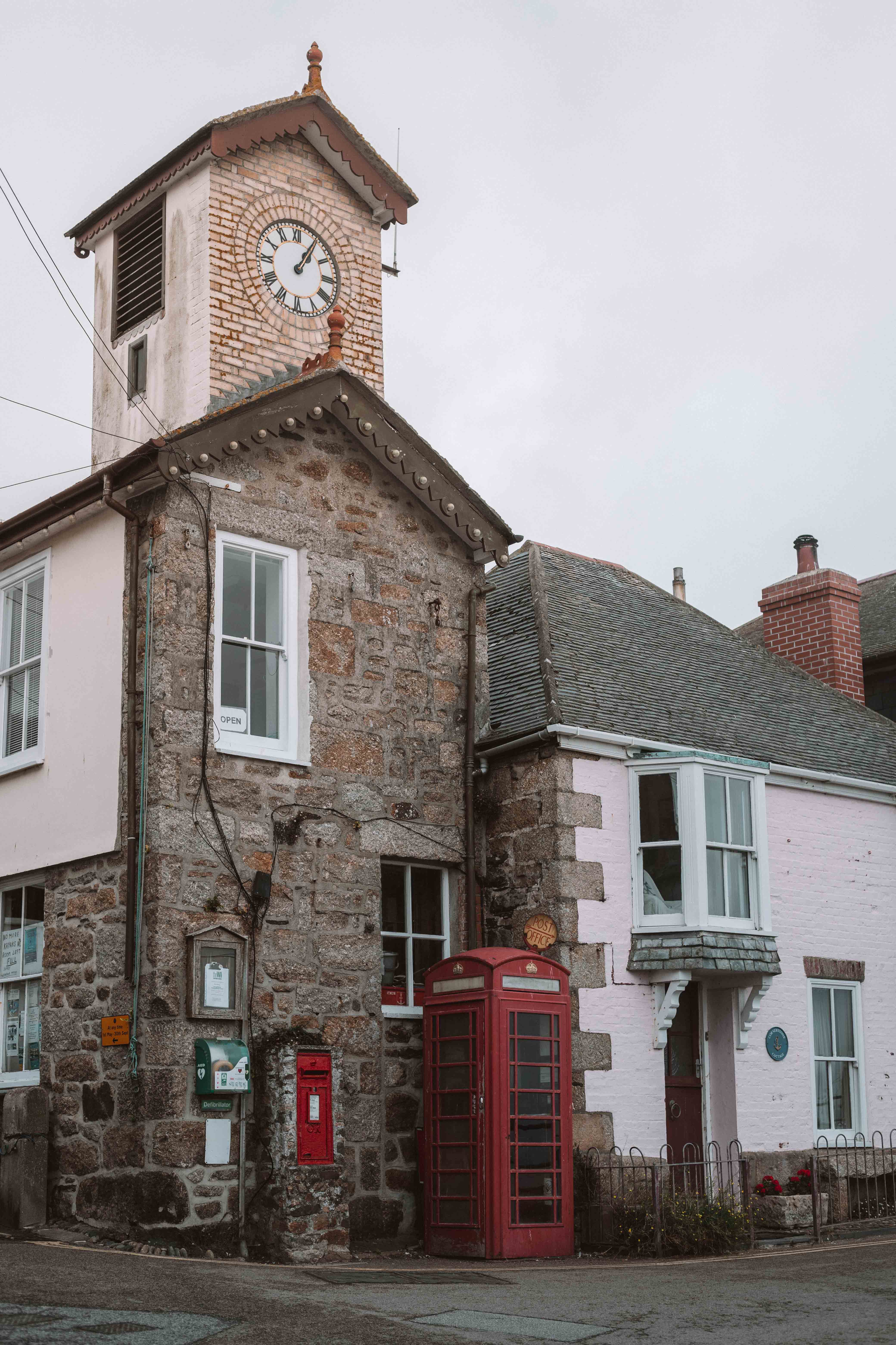 Mousehole town hall and post box