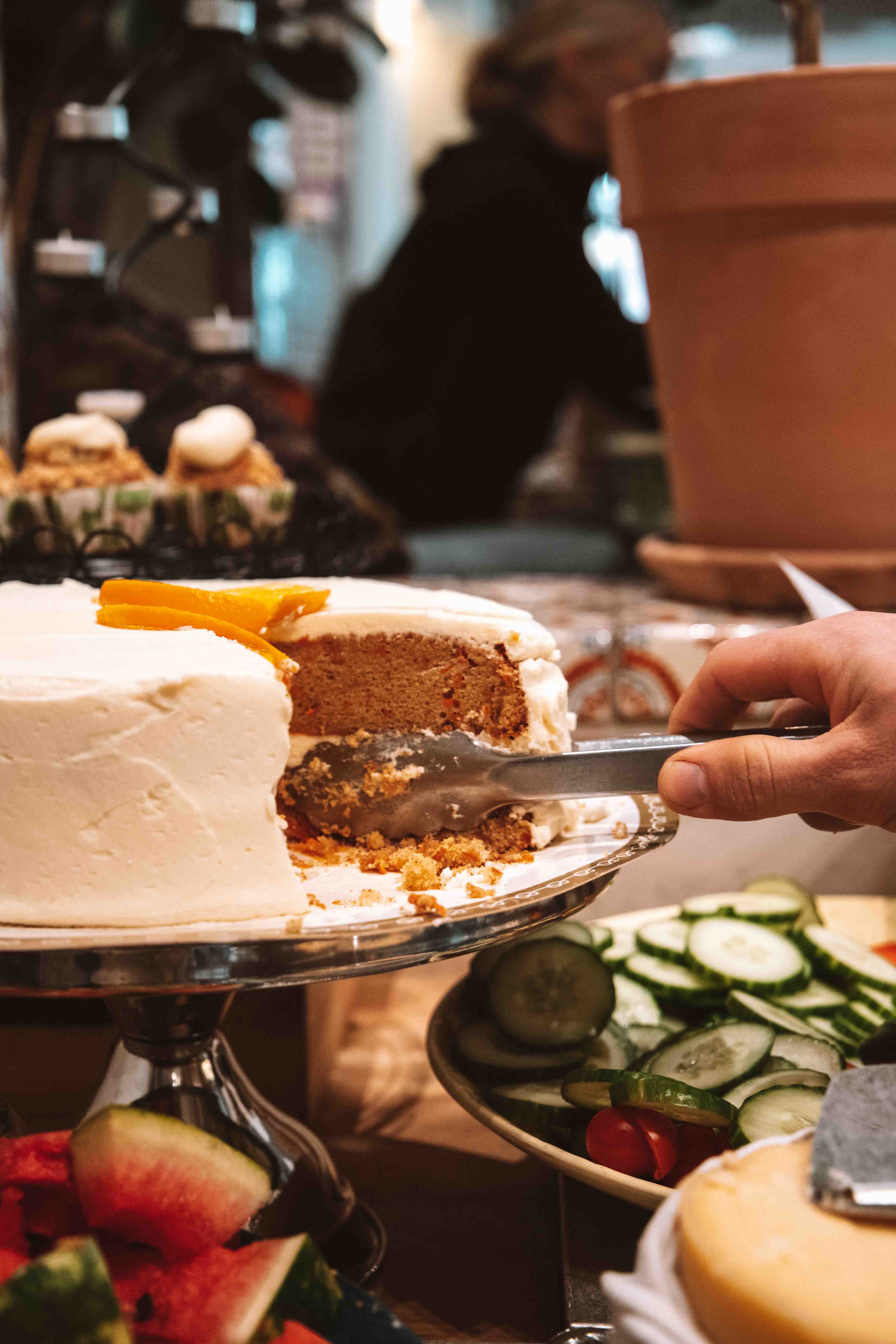 fröken olsson carrot cake at brunch buffet