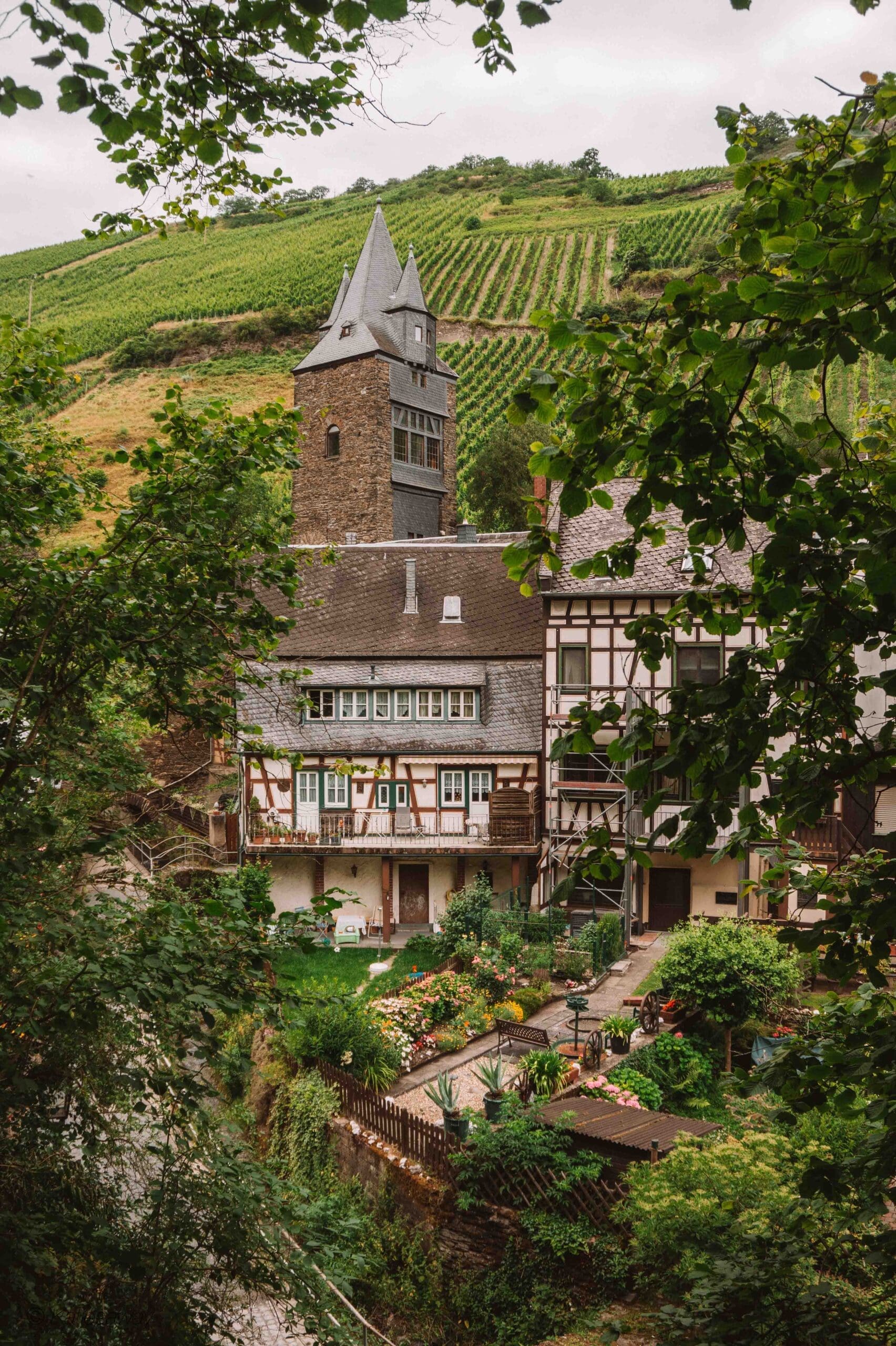 picturesque garden in bacharach city walls, germany