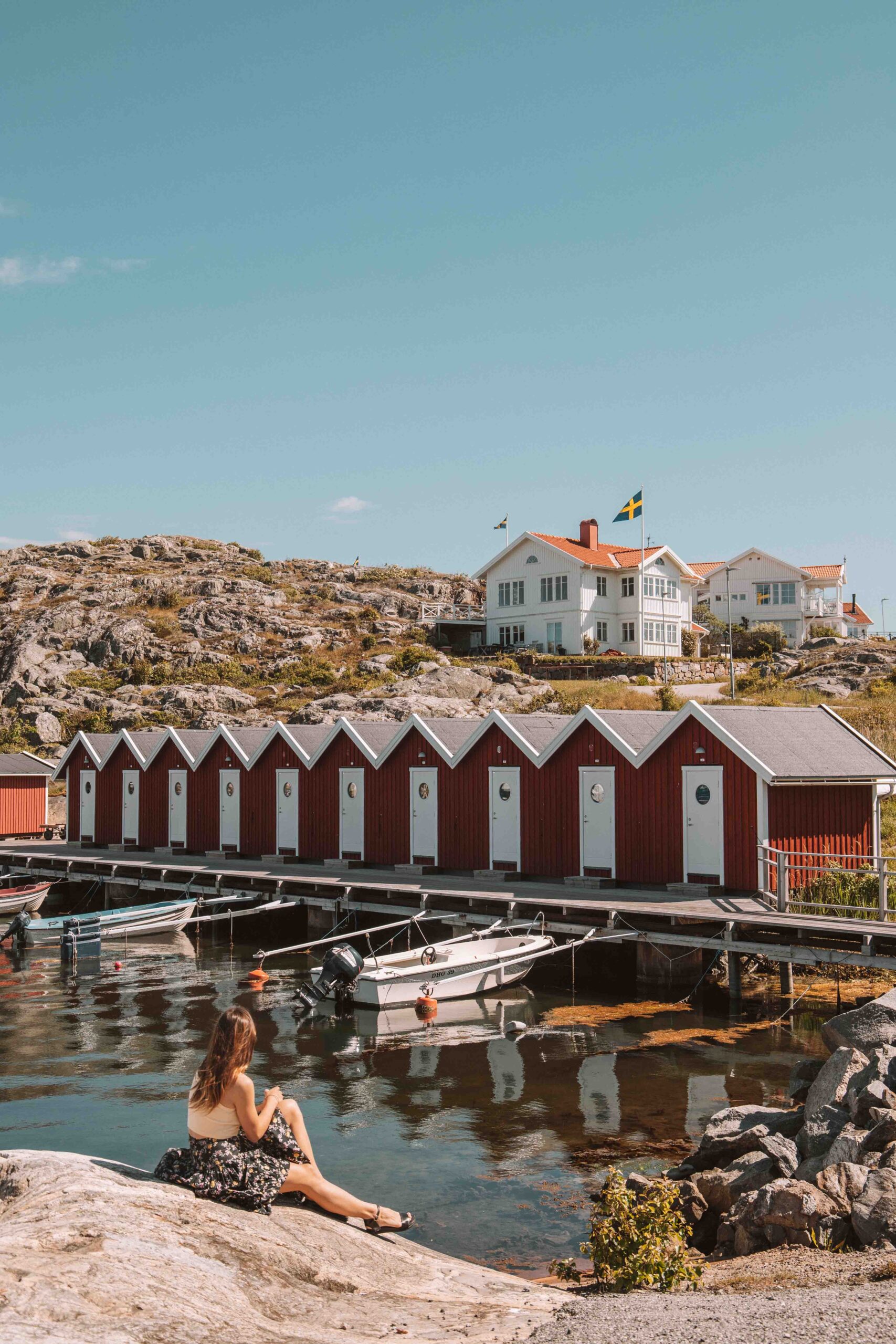 swedish style red boat houses on styrsö