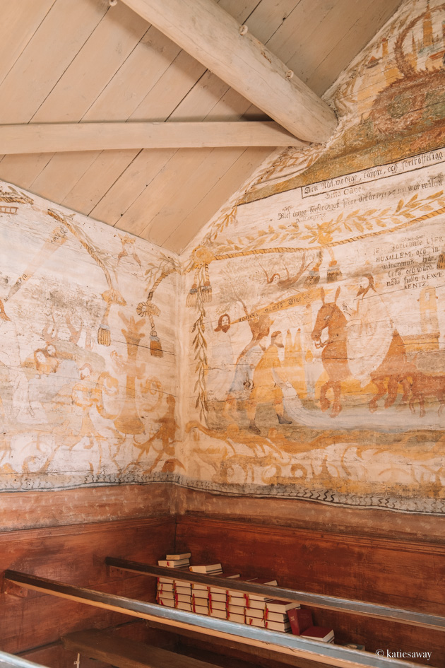 old paintings inside trysunda kapell