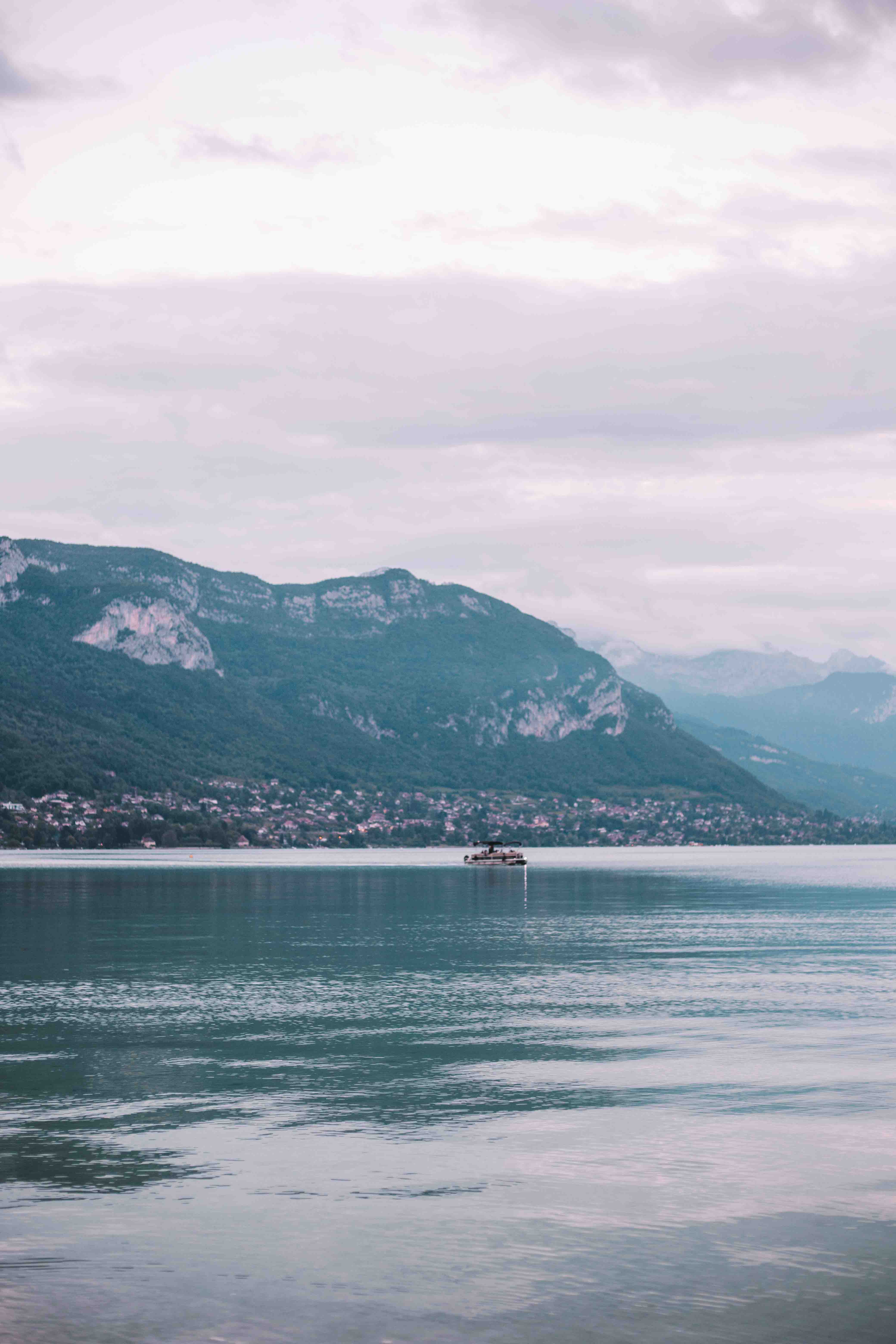 lake annecy at sunset