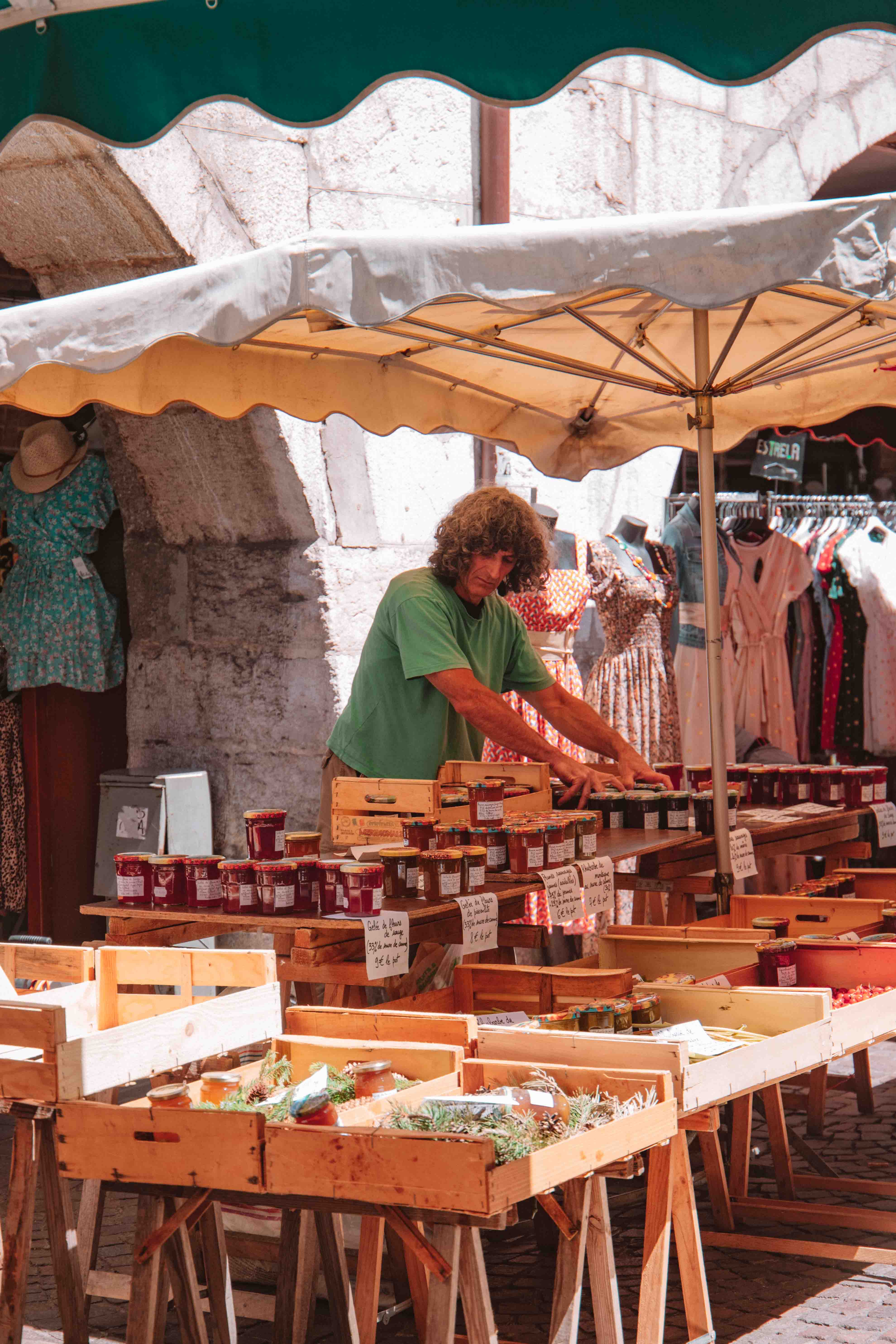 annecy market selling fruit in the old town