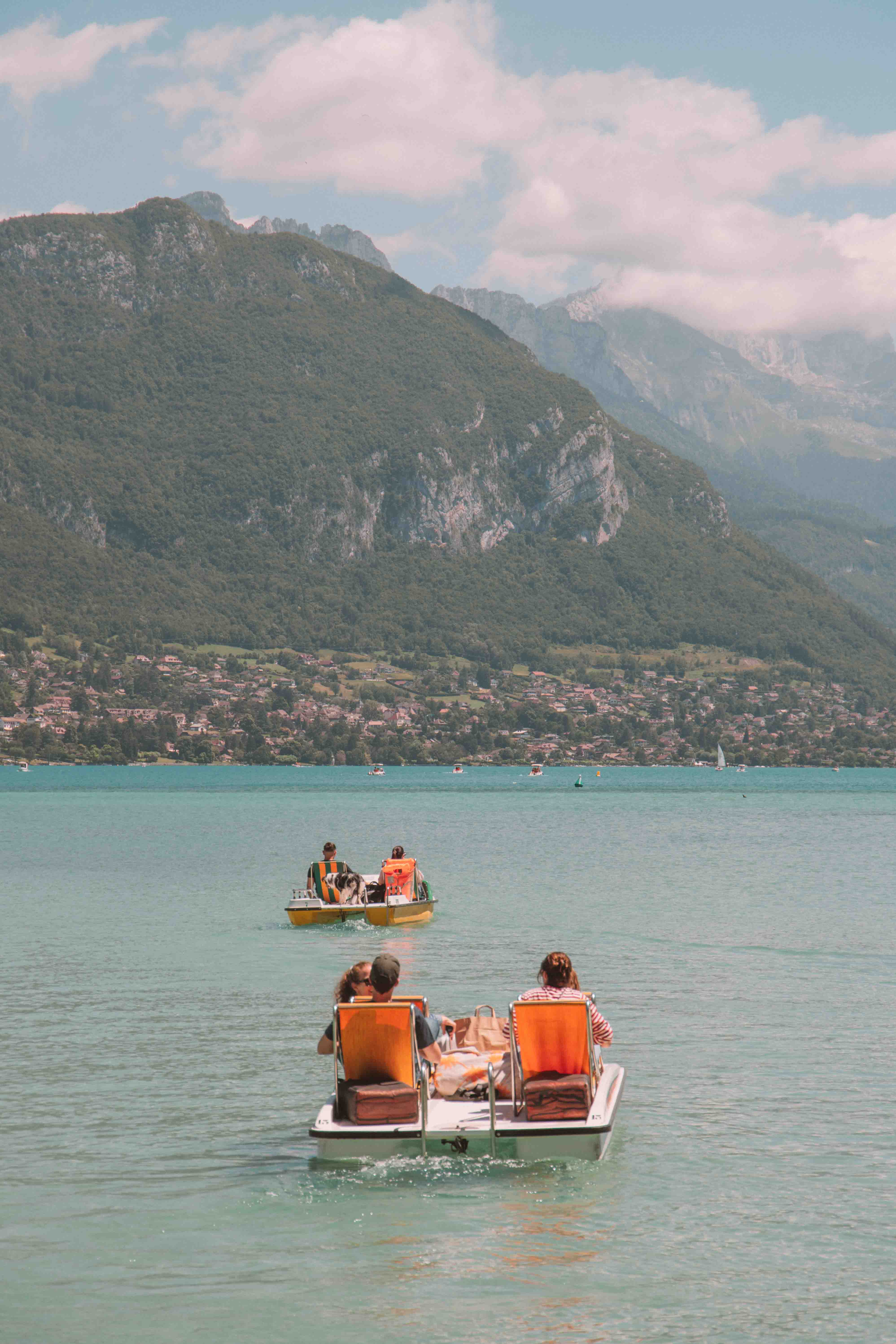 two pedalos on lake annecy
