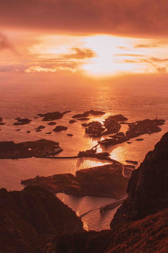 lofoten islands winter sunset