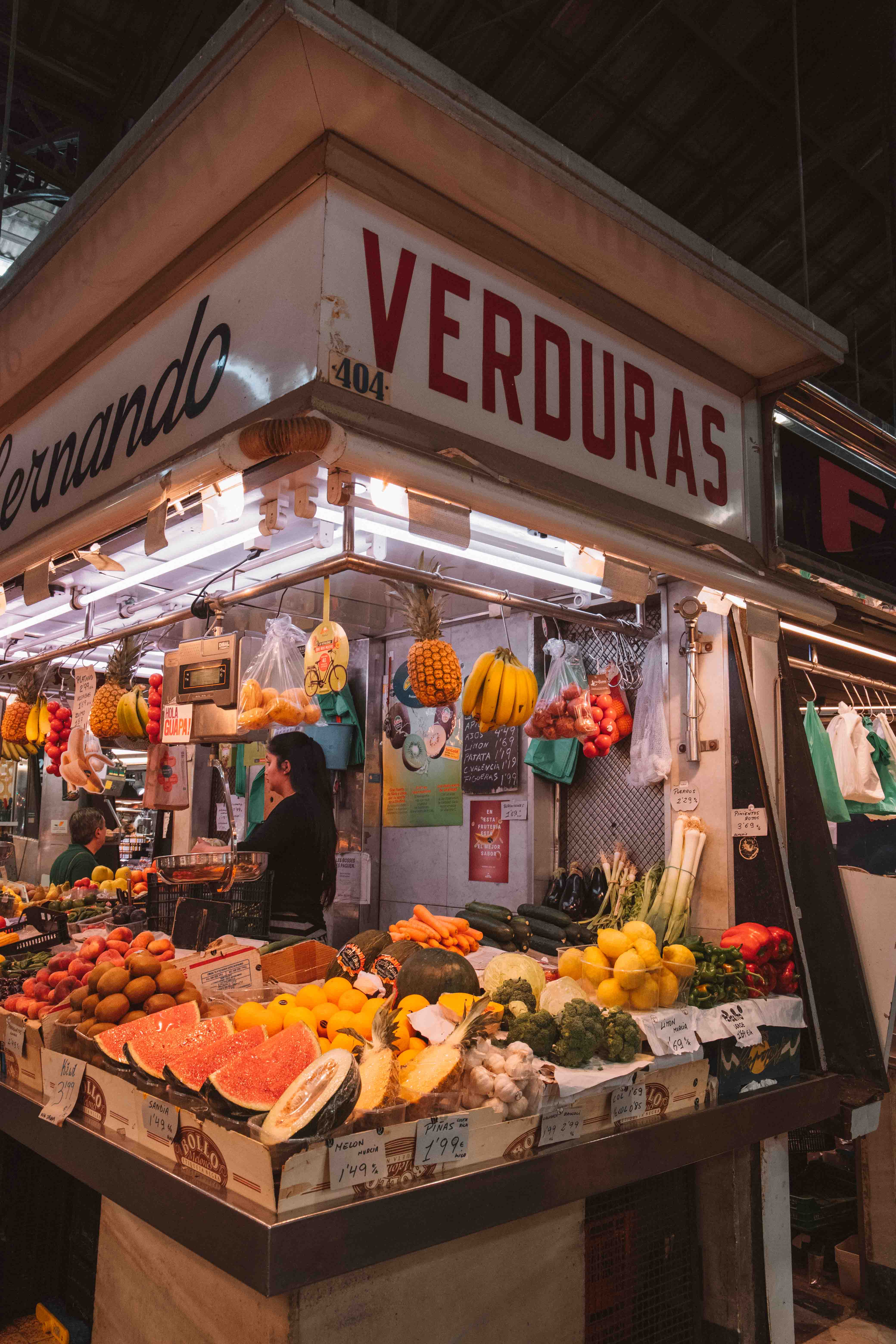 Verdigas fruit stand in Mercado de la Boqueria