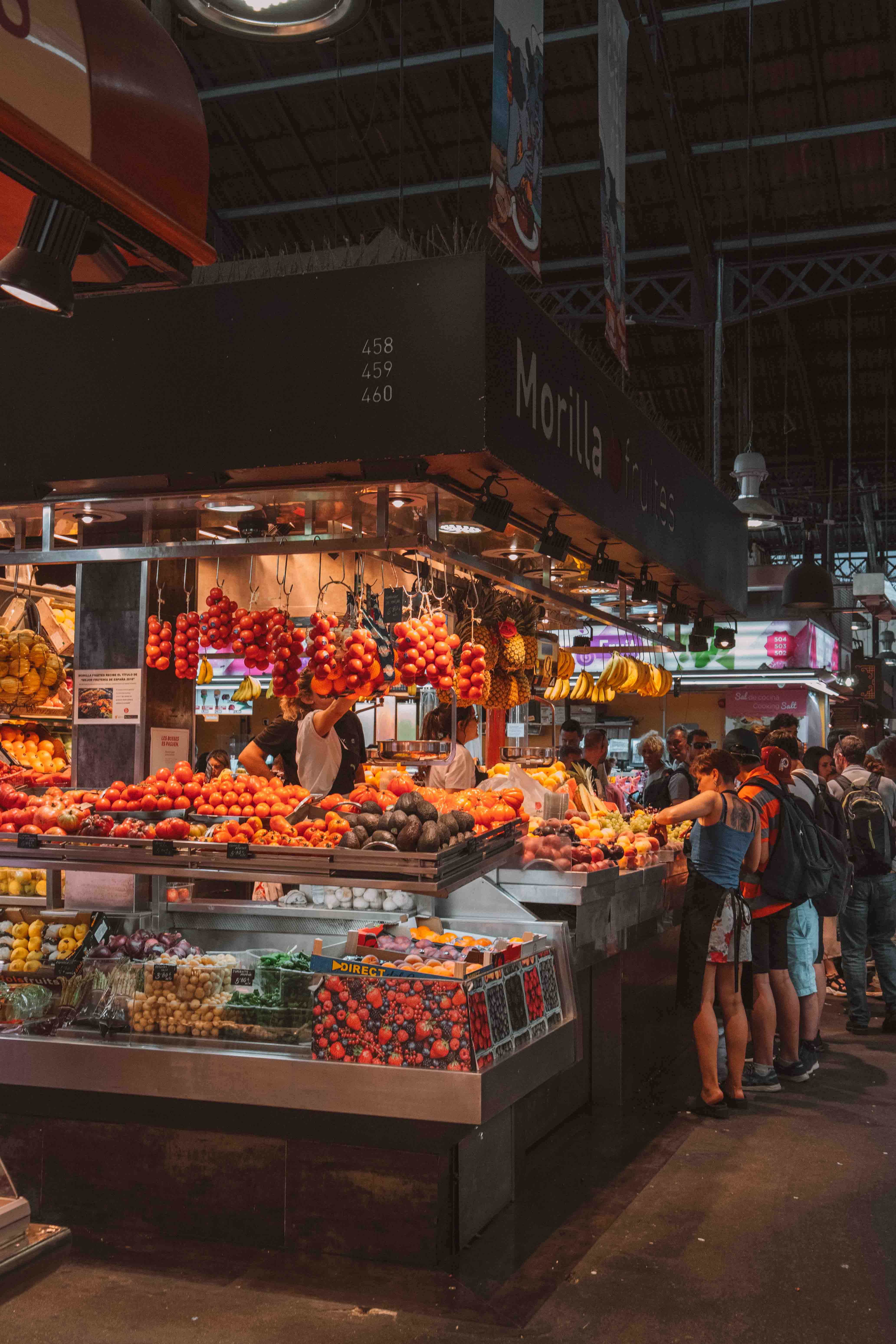 A fruit stand in Mercado de la Boqueria