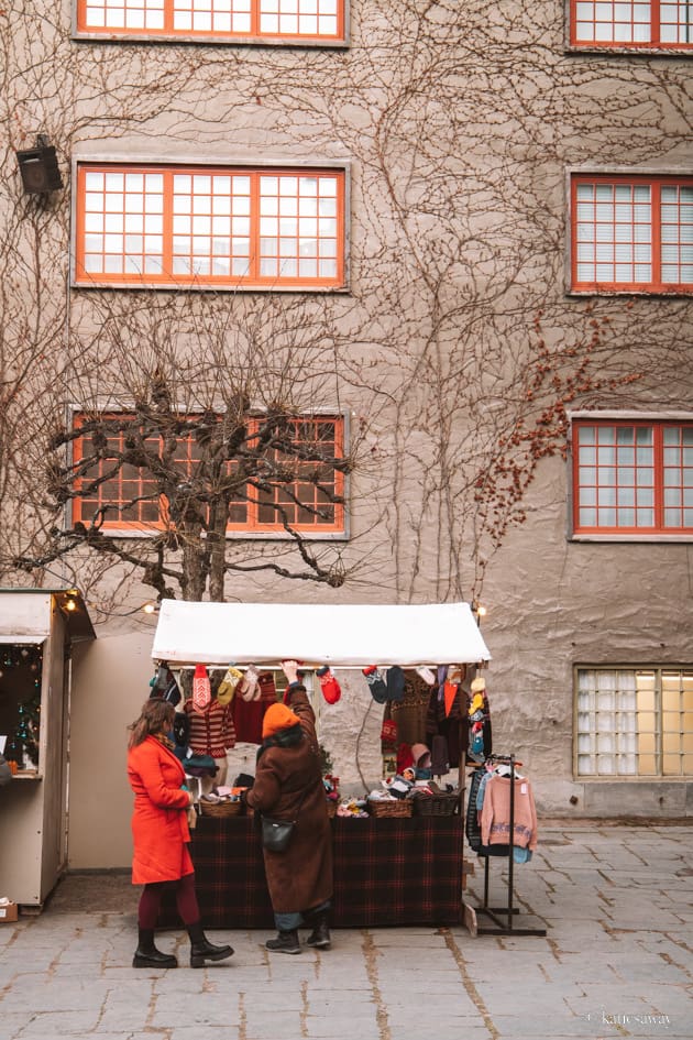 christmas market at the norwegian folk museum selling socks