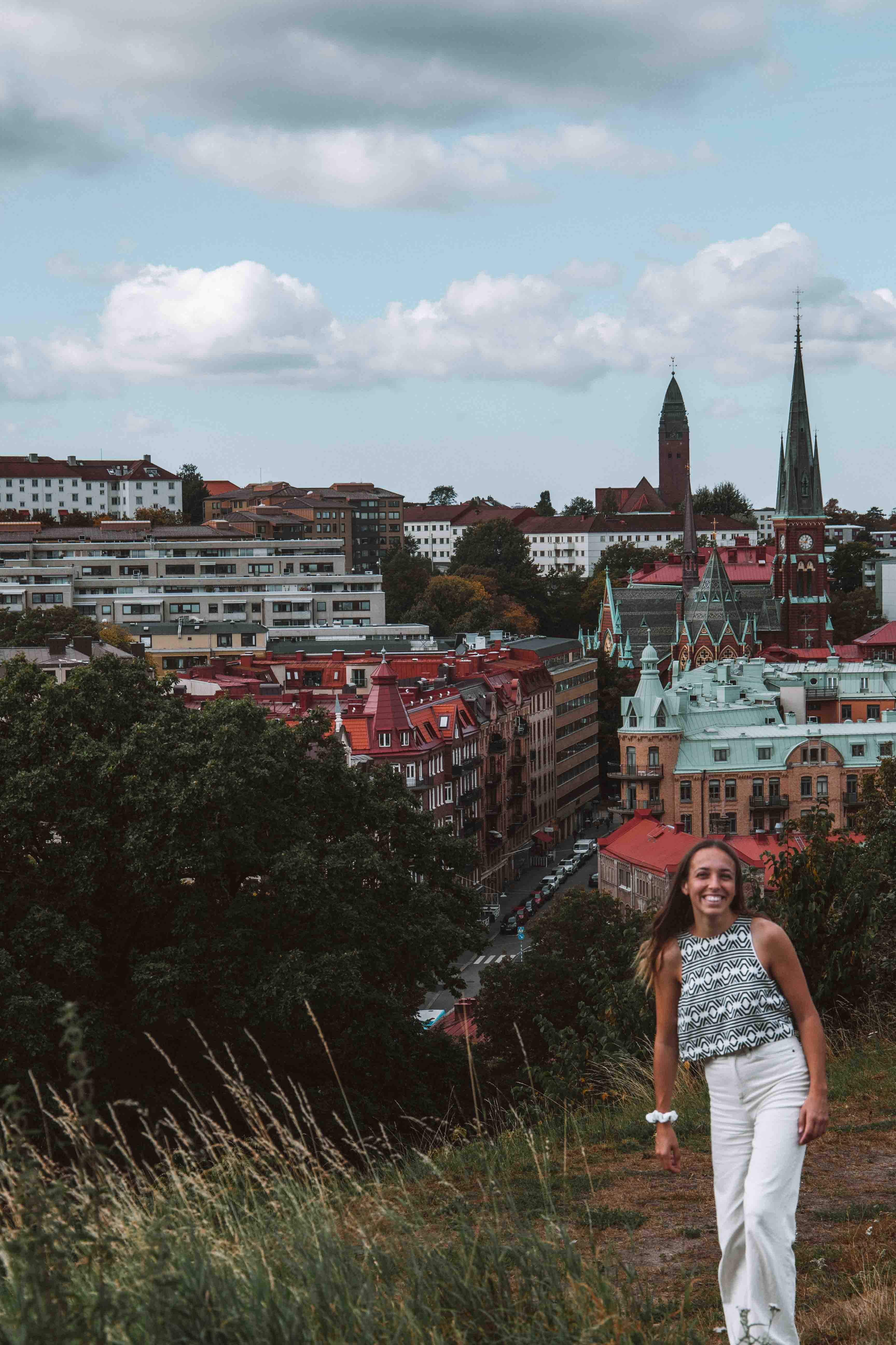 view from skansen kronan in gothenburg over linneplatsen