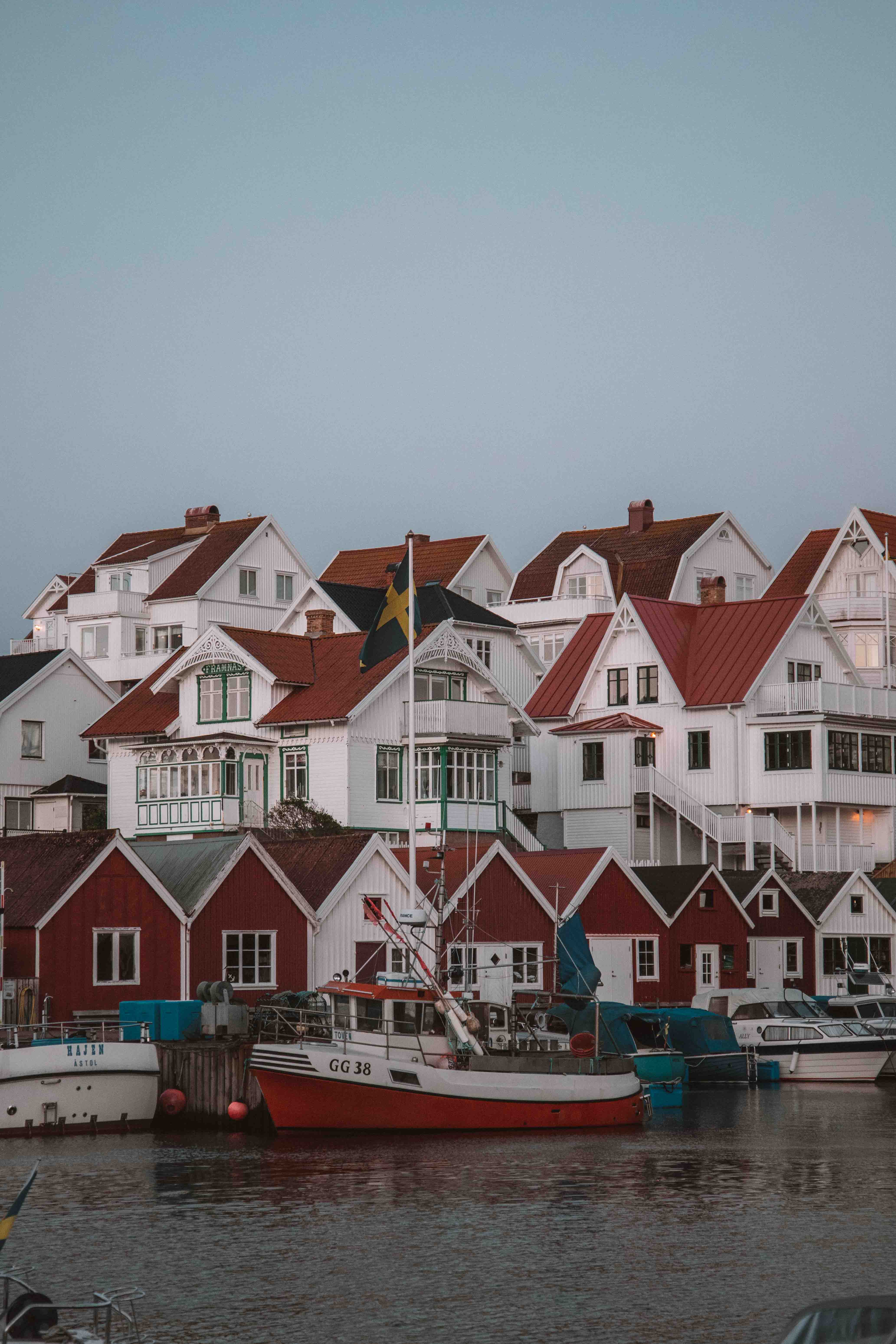 picturesque fishing village of åstol on the swedish west coast at sunset