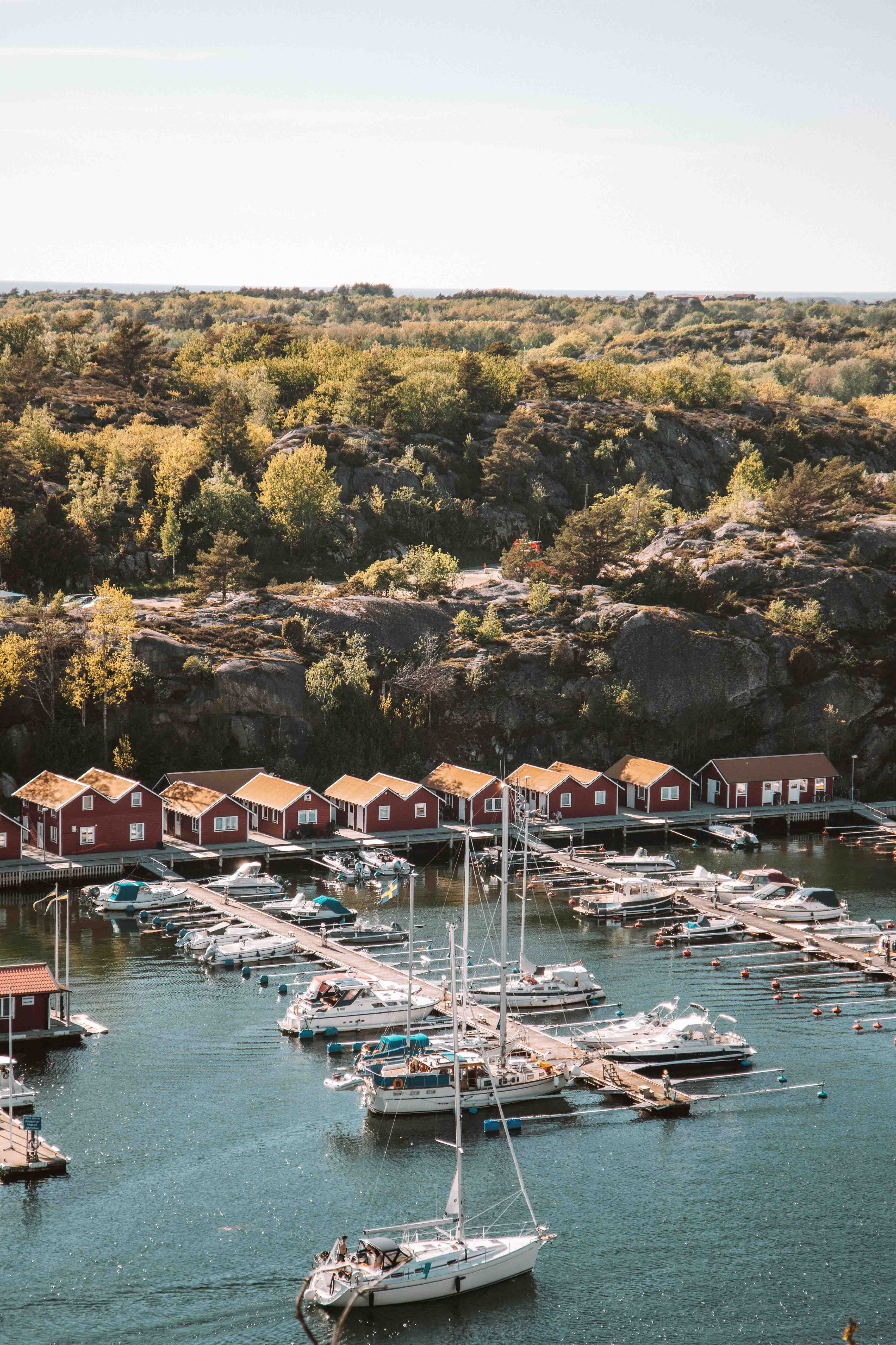 view over grebbestad harbour from mountain