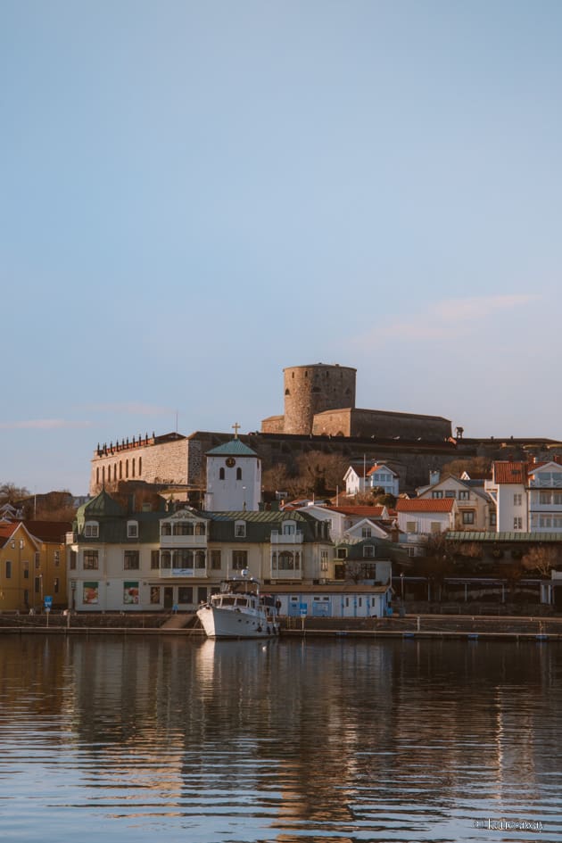 view of marstrand island at sunset