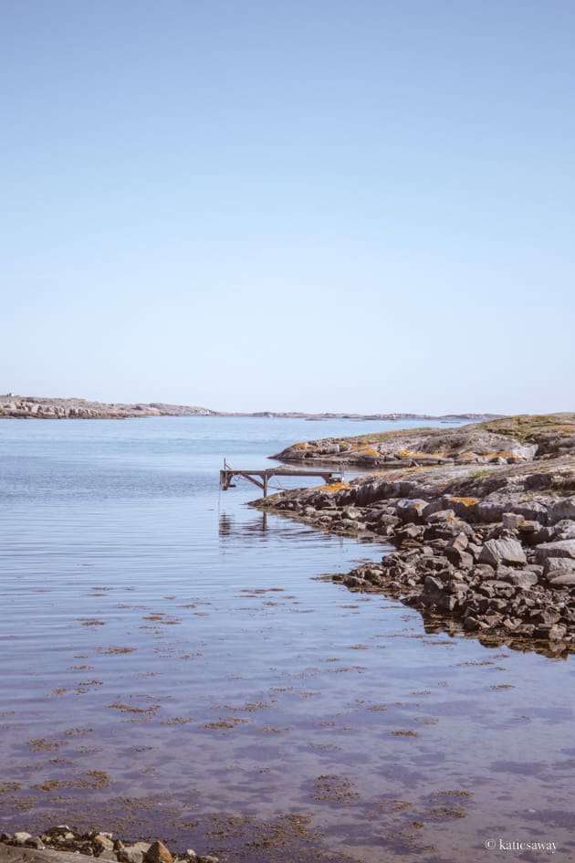 A swimming bridge out into the water on the coast of Hönö island, sweden