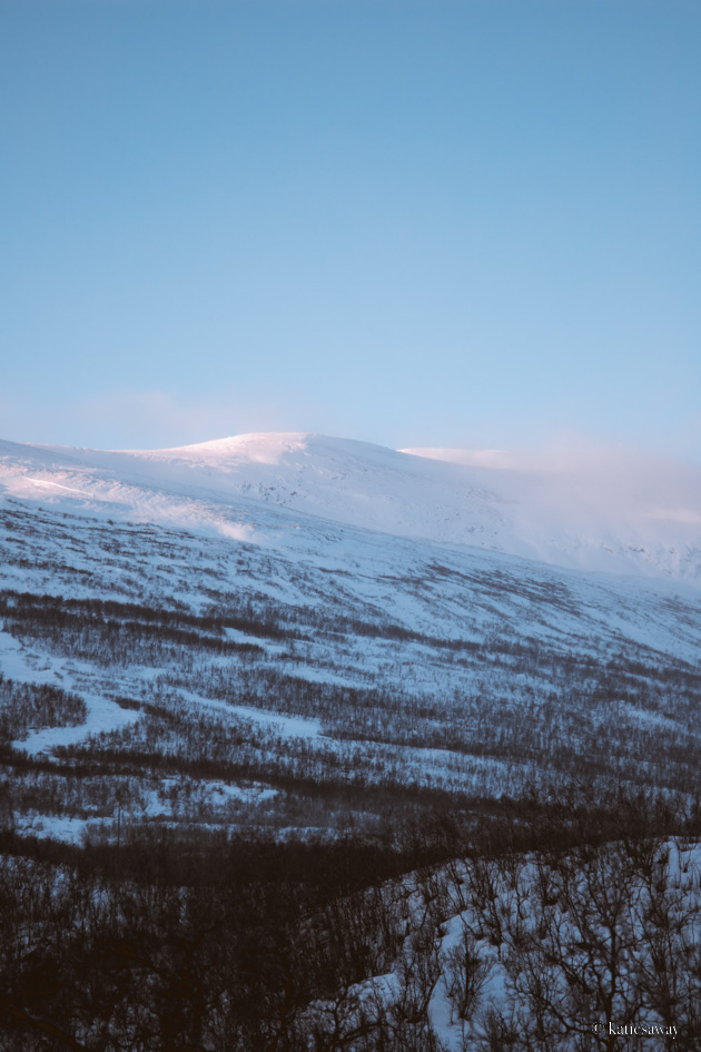 abisko national park snowy mountains in february